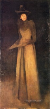  whistler pintura art%c3%adstica - Armonía en marrón El sombrero de fieltro James Abbott McNeill Whistler